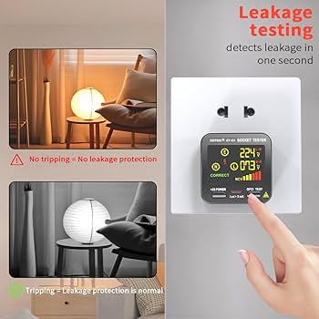 Amazon.com: 插座測試儀,插頭測試儀,適用於電源插座,ZT-E4,洩漏